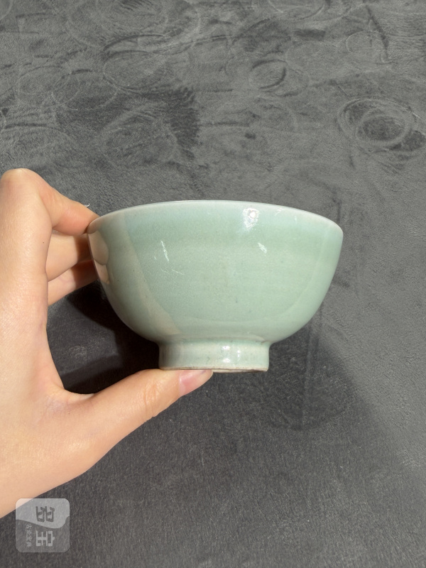 清雍正外粉青釉内青花双龙赶珠纹小杯 - 图4